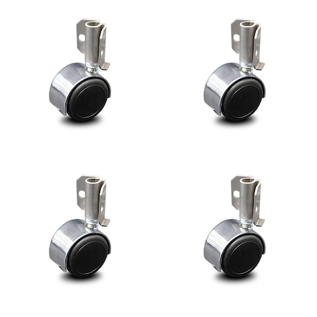 Service Caster 2 Inch Bright Chrome Hooded Urethane Twin Wheel Caster with Inside Mount Set SCC SCC-GR02S50D-NYU-BC-716X78-CB90-4